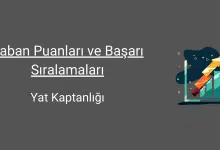 Yat Kaptanlığı Taban Puanları (2 Yıllık) 2025 Taban Puanları ve Sıralama 65 yat kaptanlığı taban puanları ve başarı sıralamaları