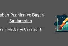 Yeni Medya ve Gazetecilik Taban Puanları (2 Yıllık) 2025 Taban Puanları ve Sıralama 64 yeni medya ve gazetecilik taban puanları ve başarı sıralamaları